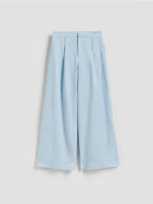 Reserved - Szerokie spodnie z lnem - jasnoniebieski