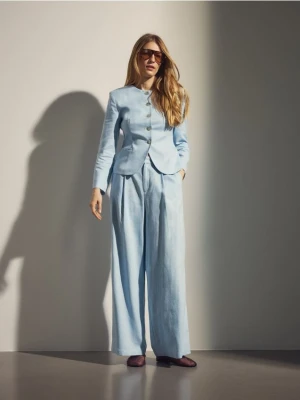 Reserved - Szerokie spodnie z lnem - jasnoniebieski