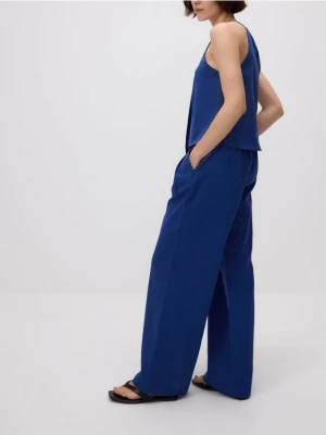 Reserved - Szerokie spodnie z lnem - niebieski