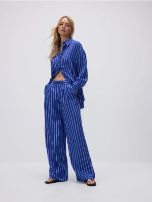 Reserved - Szerokie spodnie z lyocellu - niebieski