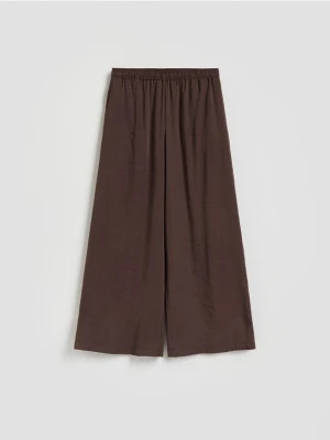 Reserved - Szerokie spodnie z modalem - ciemnobrązowy