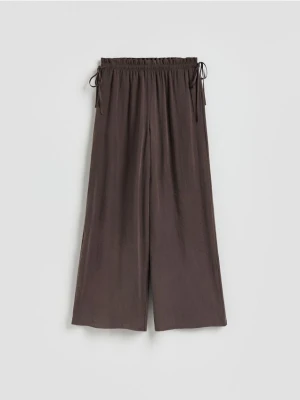 Reserved - Szerokie spodnie z modalem - ciemnobrązowy