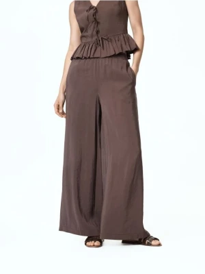 Reserved - Szerokie spodnie z modalem - ciemnobrązowy