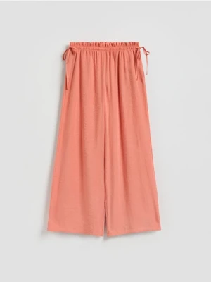 Reserved - Szerokie spodnie z modalem - pomarańczowy