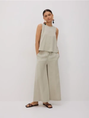 Reserved - Szerokie spodnie z modalu - jasnozielony