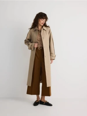 Reserved - Szerokie spodnie z paskiem - brązowy