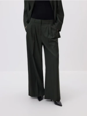Reserved - Szerokie spodnie z wełną - zielony