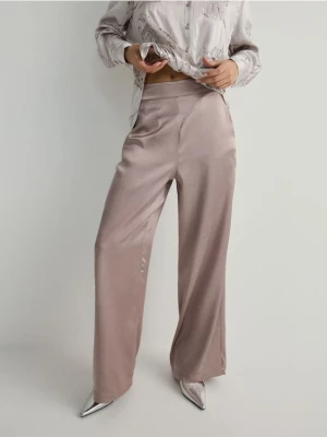 Reserved - Szerokie spodnie z wiskozą - brązowy