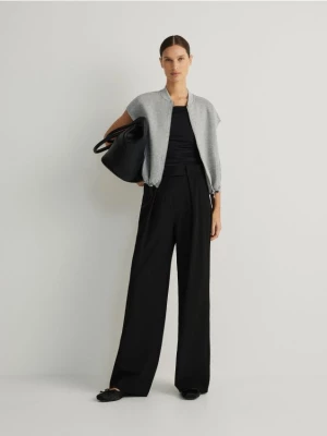Reserved - Szerokie spodnie z wiskozą - czarny