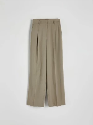 Reserved - Szerokie spodnie z wiskozą - zielony