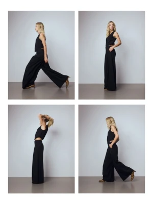 Reserved - Szerokie spodnie z zakładkami - czarny