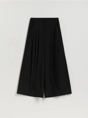 Reserved - Szerokie spodnie z zakładkami - czarny