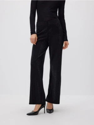 Reserved - Szerokie spodnie ze strassem - czarny