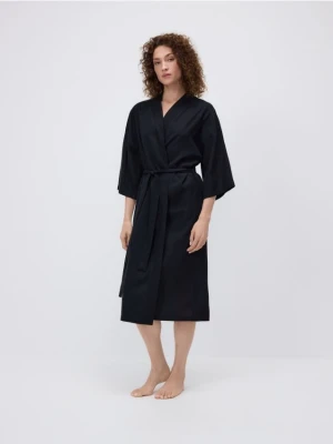 Reserved - Szlafrok z dodatkiem lnu - czarny