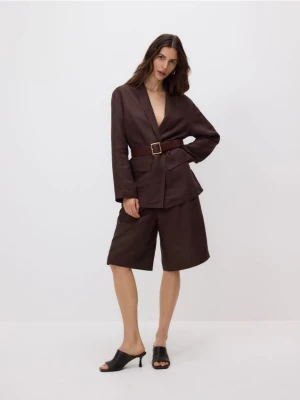 Reserved - Szorty bermudy z lnem - ciemnobrązowy