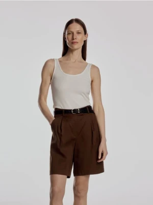 Reserved - Szorty bermudy z lyocellu - brązowy