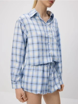 Reserved - Szorty bombka w kratę - jasnoniebieski