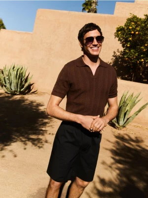 Reserved - Szorty chino regular - granatowy