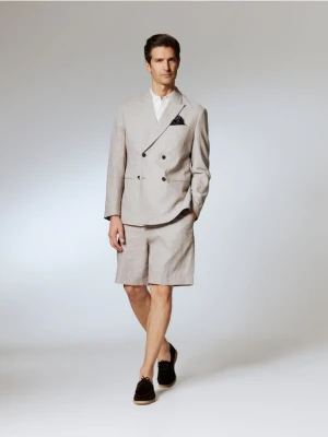 Reserved - Szorty garniturowe z lnem - beżowy