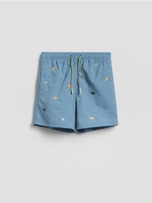 Reserved - Szorty kąpielowe z haftem - granatowy