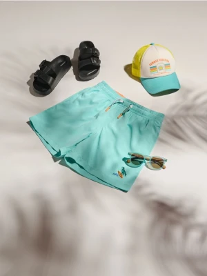 Reserved - Szorty kąpielowe z haftem - niebieski