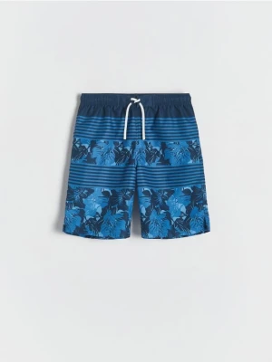 Reserved - Szorty kąpielowe z nadrukiem - granatowy