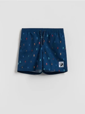 Reserved - Szorty kąpielowe z nadrukiem - granatowy