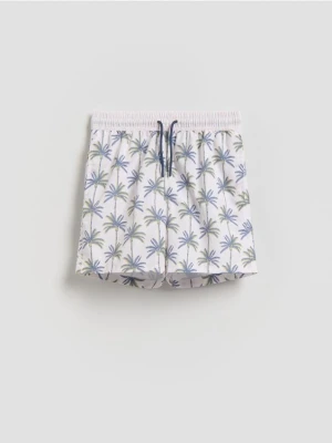 Reserved - Szorty kąpielowe z nadrukiem - złamana biel