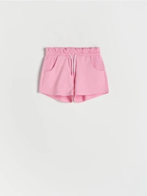 Reserved - Szorty paperbag - intensywny róż