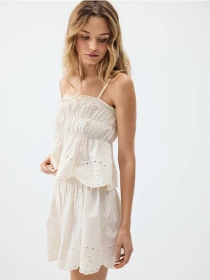 Reserved - Szorty plażowe z bawełny - złamana biel