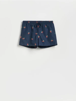 Reserved - Szorty plażowe ze wzorem - granatowy