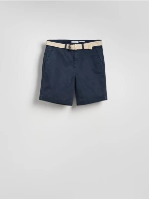Reserved - Szorty slim fit - granatowy