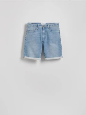 Reserved - Szorty slim fit z zakładkami - niebieski