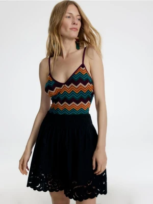 Reserved - Szorty z ażurowym wykończeniem - czarny