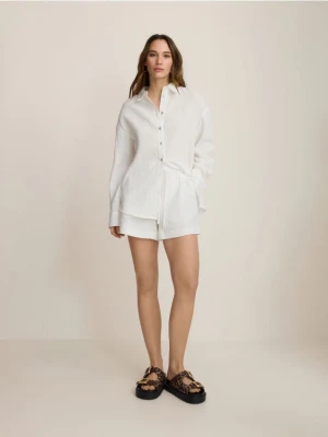 Reserved - Szorty z bawełnianego muślinu - biały