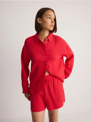 Reserved - Szorty z bawełnianego muślinu - czerwony