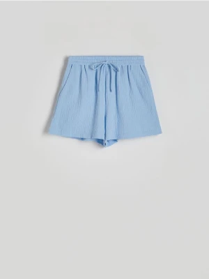 Reserved - Szorty z bawełnianego muślinu - jasnoniebieski
