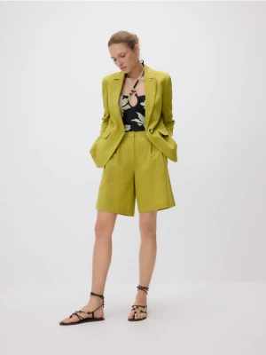 Reserved - Szorty z dodatkiem lnu - zielony