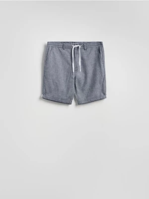 Reserved - Szorty z domieszką lnu - granatowy