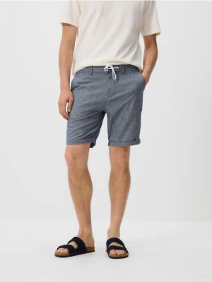 Reserved - Szorty z domieszką lnu - granatowy