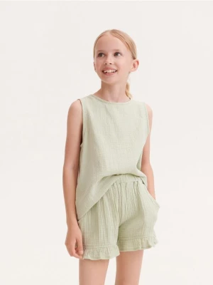 Reserved - Szorty z falbanami - jasnozielony