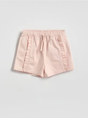 Reserved - Szorty z falbanką - pastelowy róż