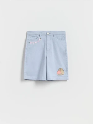 Reserved - Szorty z haftem Pusheen - jasnoniebieski