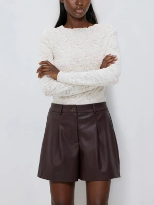 Reserved - Szorty z imitacji skóry - bordowy