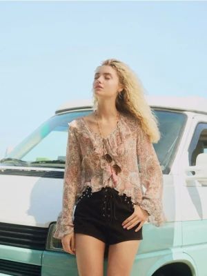 Reserved - Szorty z imitacji zamszu - ciemnobrązowy