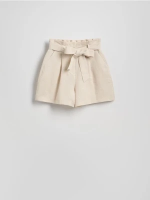 Reserved - Szorty z lnem - beżowy