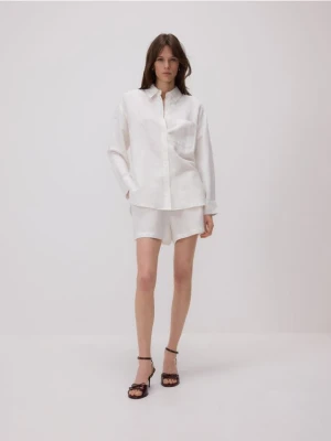 Reserved - Szorty z lnem - biały