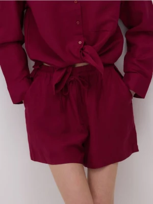 Reserved - Szorty z lnem - bordowy