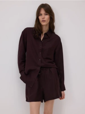 Reserved - Szorty z lnem - ciemnobrązowy