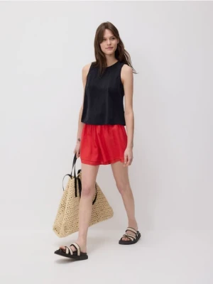 Reserved - Szorty z lnem i wiskozą - czerwony